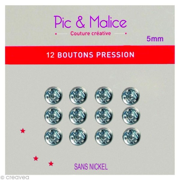Bouton pression à coudre - 5 mm - Métal x 12 - Photo n°1