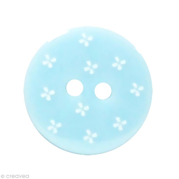 Bouton Fantaisie 1,8 cm - Bleu clair Mini fleur - Photo n°1