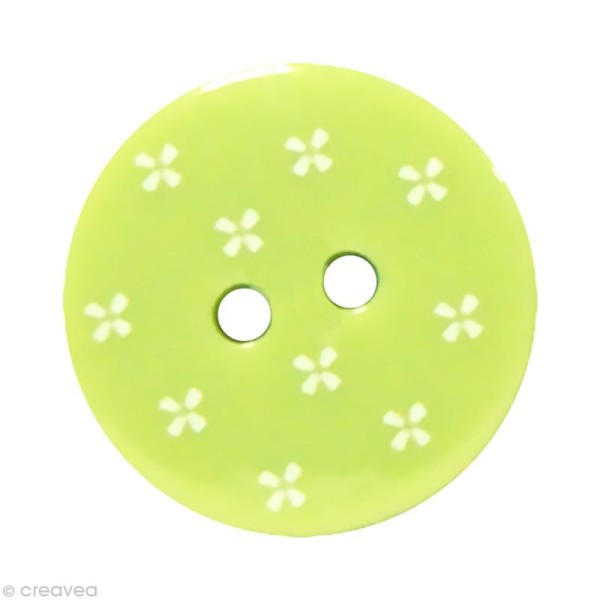 Bouton Fantaisie 2,5 cm - Vert clair Mini fleur - Photo n°1