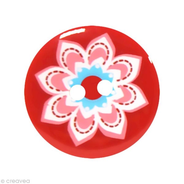 Bouton Fantaisie 1,8 cm - Rouge Grosse fleur - Photo n°1
