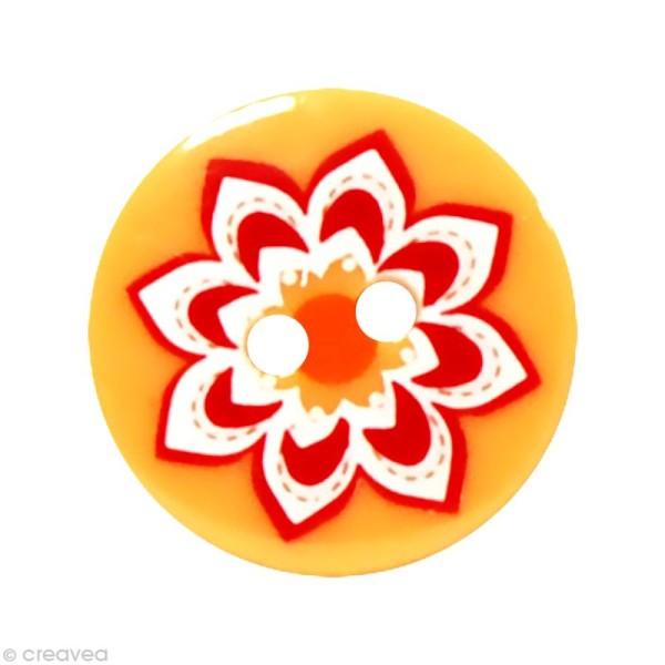 Bouton Fantaisie 1,8 cm - Orange Grosse fleur - Photo n°1