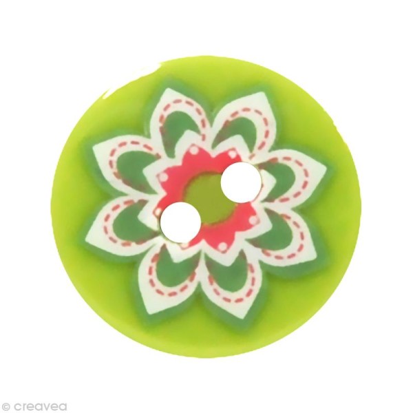 Bouton Fantaisie 1,8 cm - Vert clair Grosse fleur - Photo n°1