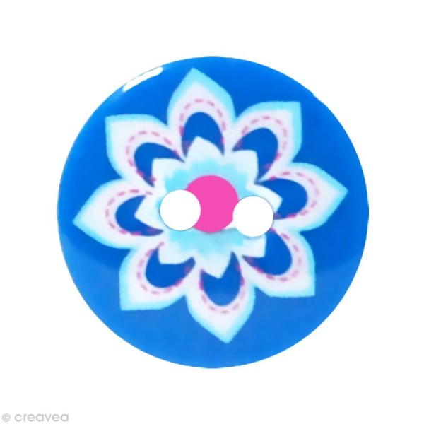 Bouton Fantaisie 1,8 cm - Beu Grosse fleur - Photo n°1