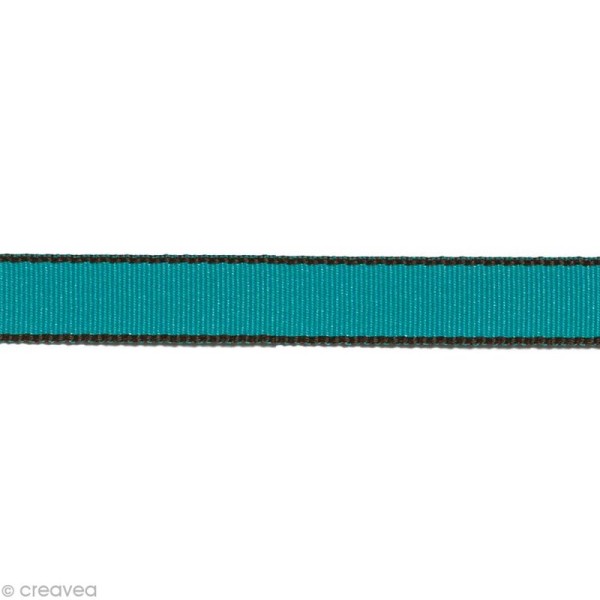 Ruban gros grain - Bordure Bleu turquoise 10 mm - Au mètre (sur mesure) - Photo n°1