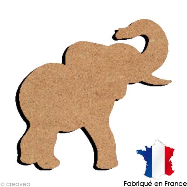 Eléphant avec trompe en l'air en bois 15 cm - Photo n°1