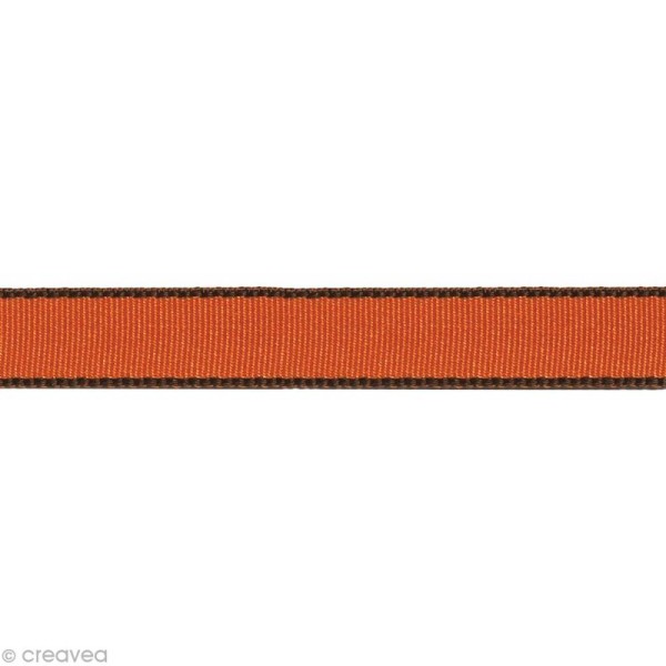 Ruban gros grain - Bordure Orange 10 mm - Au mètre (sur mesure) - Photo n°1