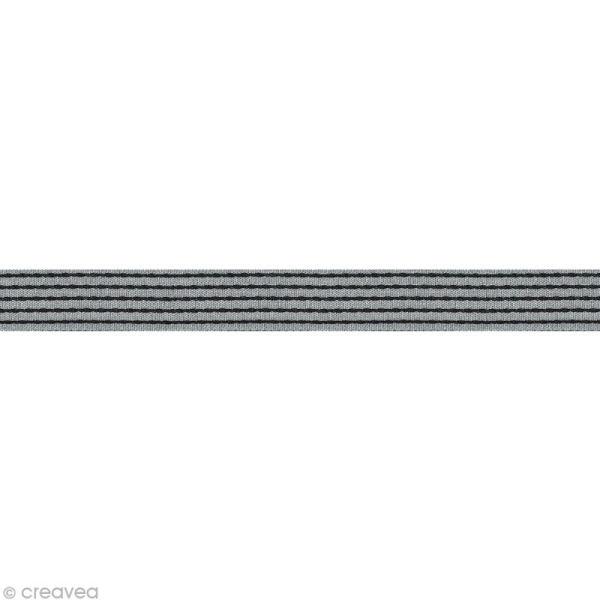 Galon rayure - Gris et Noir 8 mm - Au mètre (sur mesure) - Photo n°1