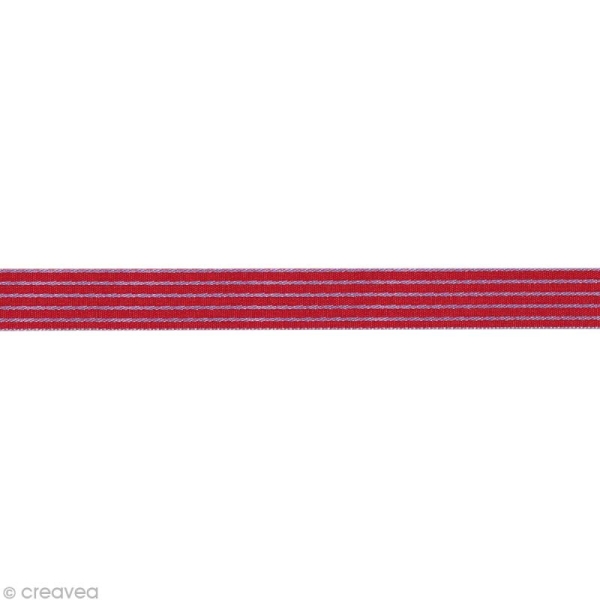 Galon rayure - Rouge et Gris 8 mm - Au mètre (sur mesure) - Photo n°1