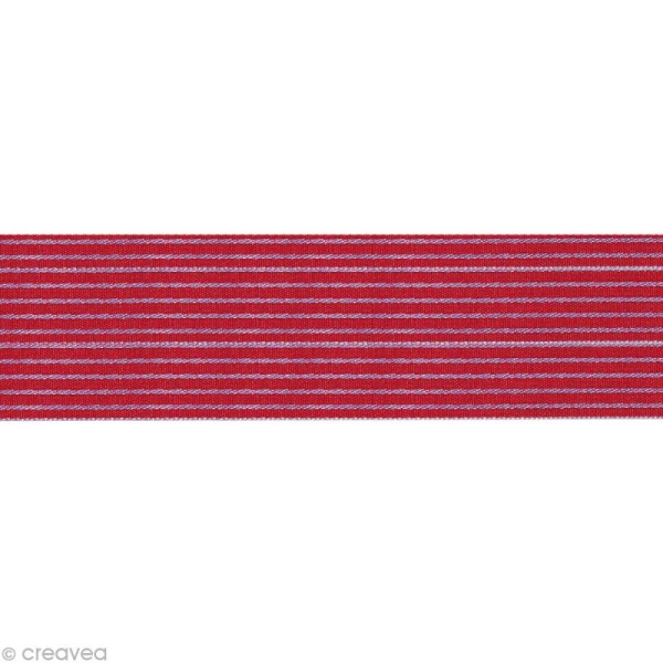 Galon rayure - Rouge et Gris 15 mm - Au mètre (sur mesure) - Photo n°1
