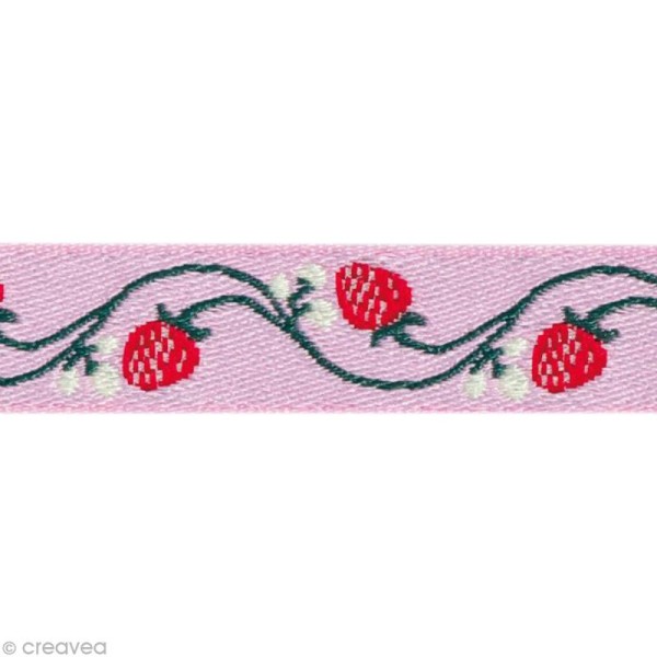Galon fantaisie - Fraise Rose et Rouge 13 mm - Au mètre (sur mesure) - Photo n°1