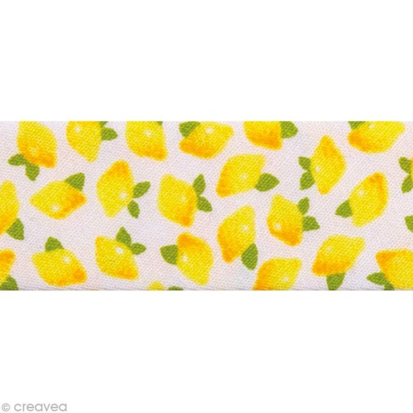 Biais fantaisie Fruité - Citrons Jaune 20 mm - Au mètre (sur mesure) - Photo n°1