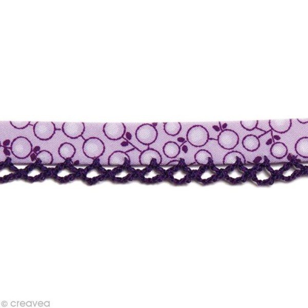 Biais Fantaisie fruité dentelle - Violets 12 mm - Au mètre (sur mesure) - Photo n°1