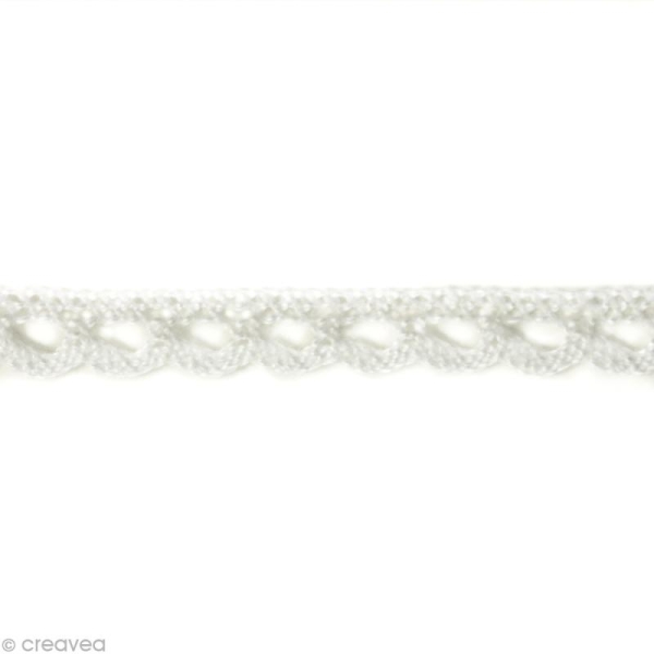 Dentelle coton fantaisie 0,7 cm - Blanc au mètre (sur mesure) - Photo n°1