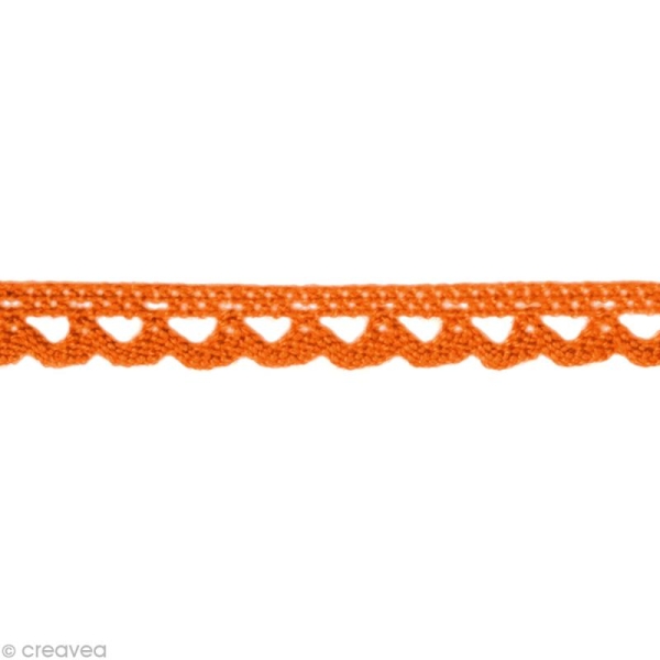 Dentelle coton fantaisie 0,7 cm - Orange au mètre (sur mesure) - Photo n°1