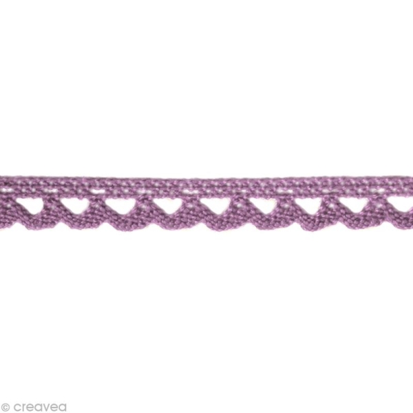 Dentelle coton fantaisie 0,7 cm - Violet lilas au mètre (sur mesure) - Photo n°1
