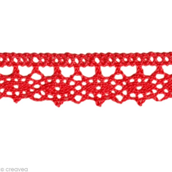 Dentelle coton fantaisie 1,3 cm - Rouge au mètre (sur mesure) - Photo n°1
