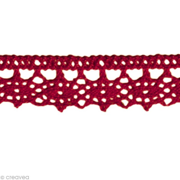 Dentelle coton fantaisie 1,3 cm - Rouge bordeaux au mètre (sur mesure) - Photo n°1