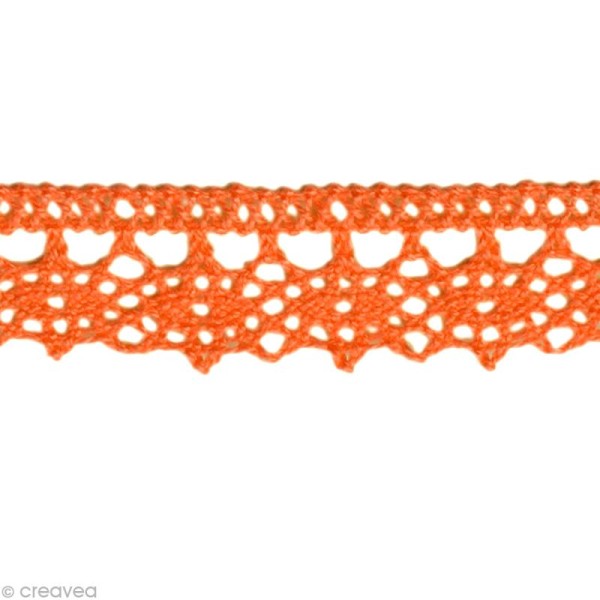 Dentelle coton fantaisie 1,3 cm - Orange au mètre (sur mesure) - Photo n°1