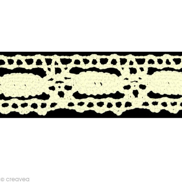 Dentelle coton fantaisie 1,4 cm - Blanc cassé au mètre (sur mesure) - Photo n°1