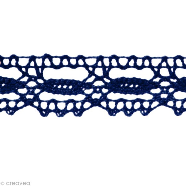 Dentelle coton fantaisie 1,4 cm - Bleu marine au mètre (sur mesure) - Photo n°1