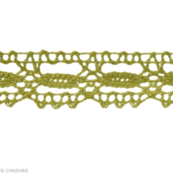 Dentelle coton fantaisie 1,4 cm - Vert kaki au mètre (sur mesure) - Photo n°1