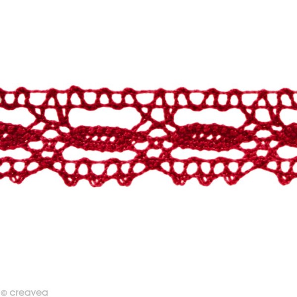 Dentelle coton fantaisie 1,4 cm - Rouge bordeaux au mètre (sur mesure) - Photo n°1