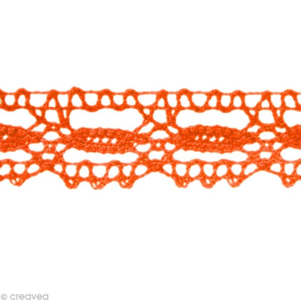 Dentelle coton fantaisie 1,4 cm - Orange au mètre (sur mesure) - Photo n°1