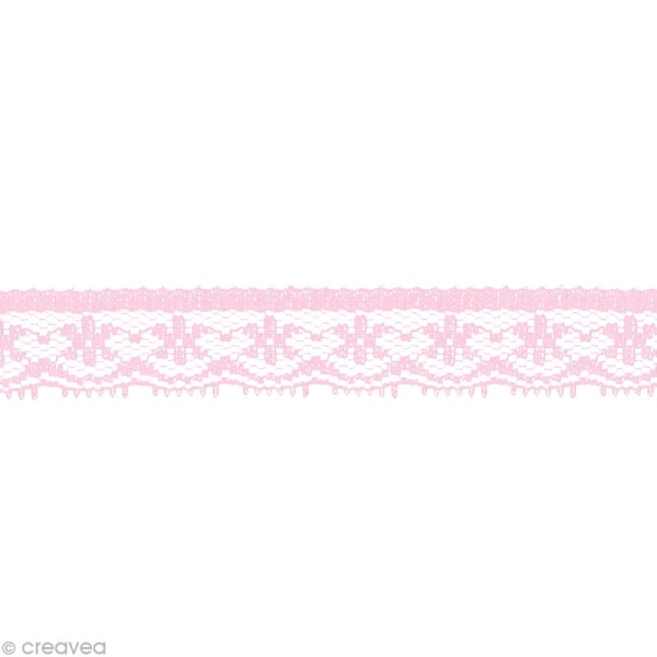 Dentelle polyester fantaisie 1,5 cm - Rose clair au mètre (sur mesure) - Photo n°1