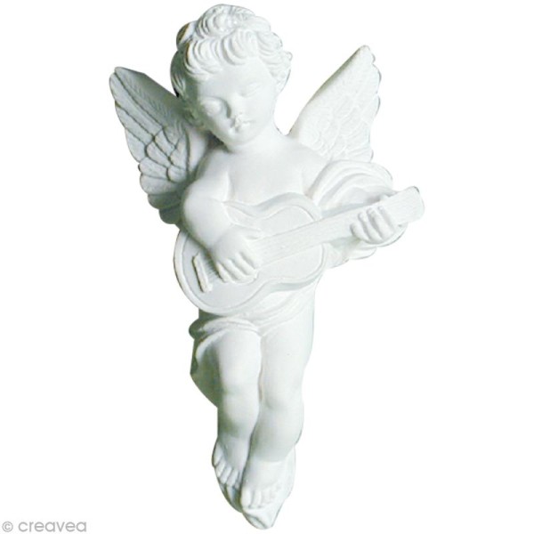 Figurine angelot guitare en plâtre 11,5 x 6 cm - Photo n°1