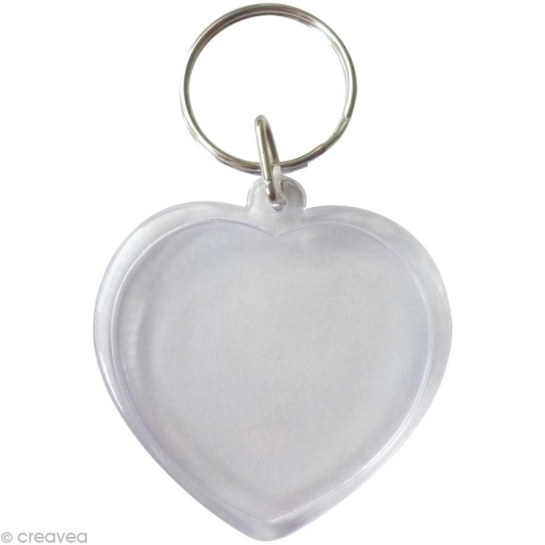 Porte-clé transparent Coeur pour photo x 6 - Photo n°1