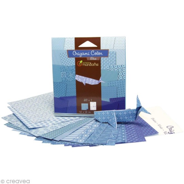 Origami color 12 x 12 cm - Bleu x 20 - Photo n°3