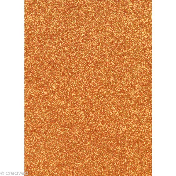 Papier pailleté Orange Scrapbooking - 20 x 29,5 cm - Photo n°1