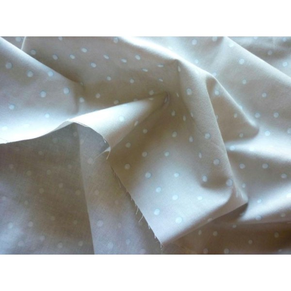 Tissu scandinave coton pastel 25X110 cm blanc gris bleu flocon rond - Photo n°2