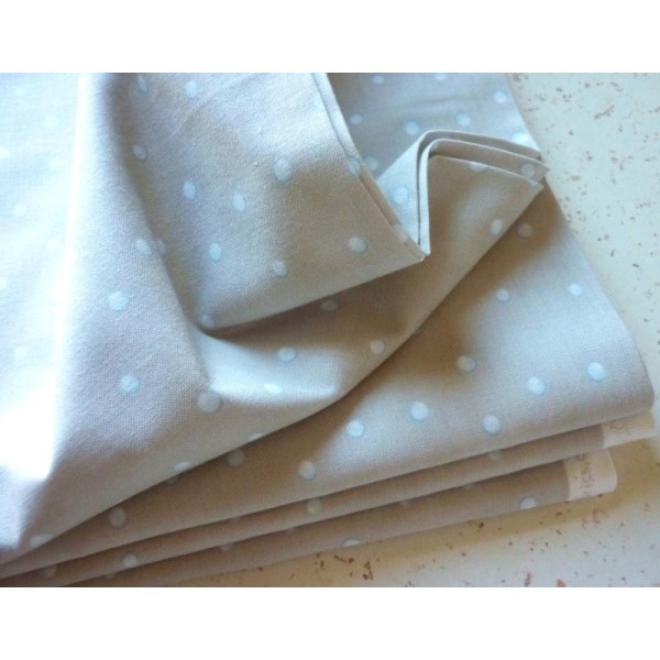 Tissu scandinave coton pastel 25X110 cm blanc gris bleu flocon rond - Photo n°1