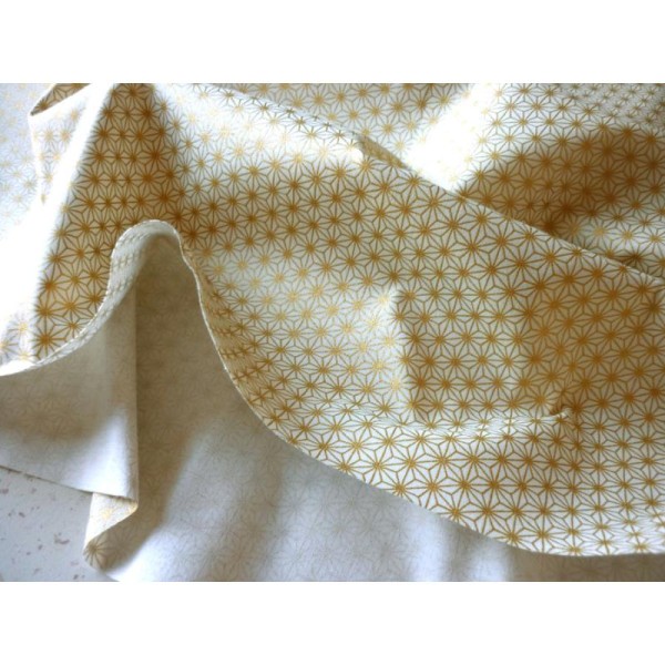 Tissu coton étoile japonaise dorée asanoha - 25 X 110 cm - à la coupe - Photo n°2