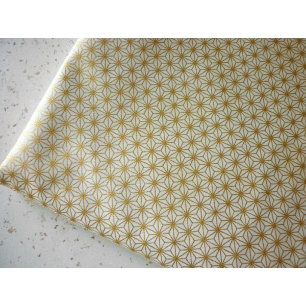 Tissu coton étoile japonaise dorée asanoha - 25 X 110 cm - à la coupe - Photo n°3