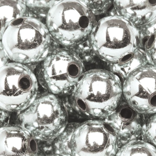 Perles de décoration Argent 10 mm - env 140 pcs - Photo n°1