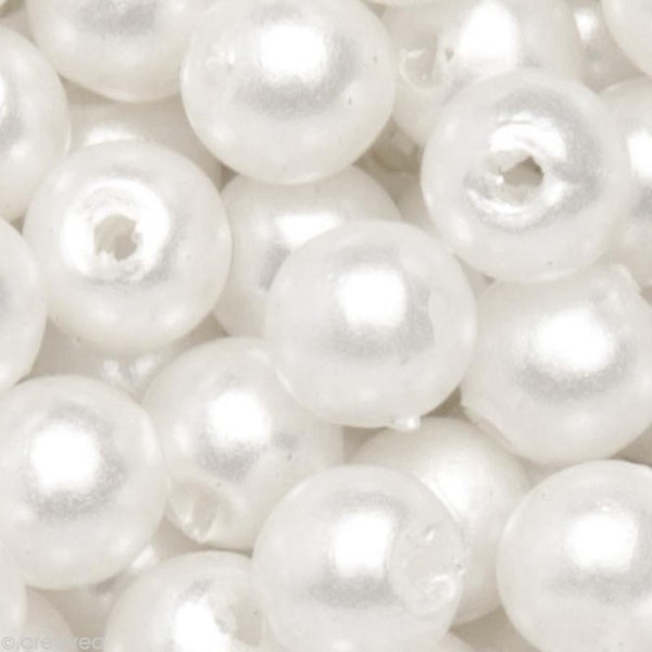 Perles de décoration Blanc 10 mm - env 140 pcs - Photo n°1