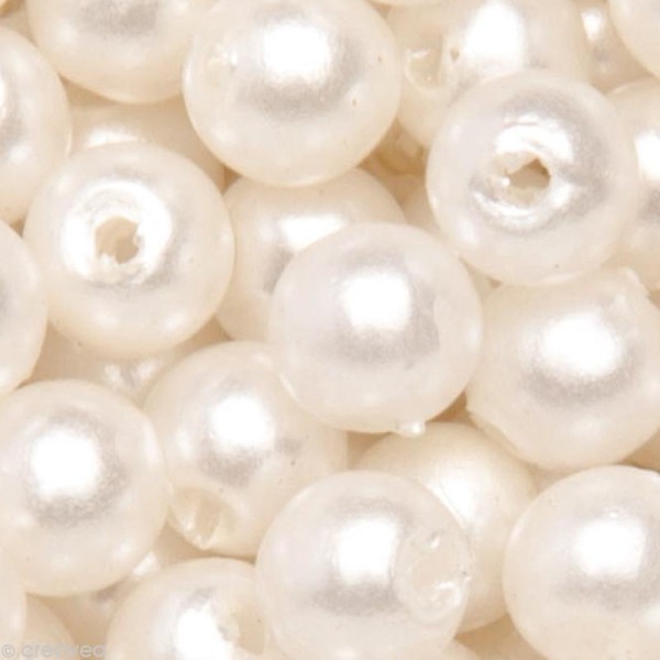 Perles de décoration Blanc perlé 10 mm - env 140 pcs - Photo n°1