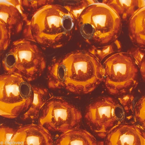 Perles de décoration Orange/rouge 10 mm - env 140 pcs - Photo n°1