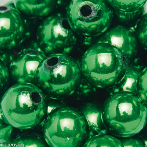 Perles de décoration Vert foncé 10 mm - env 140 pcs - Photo n°1