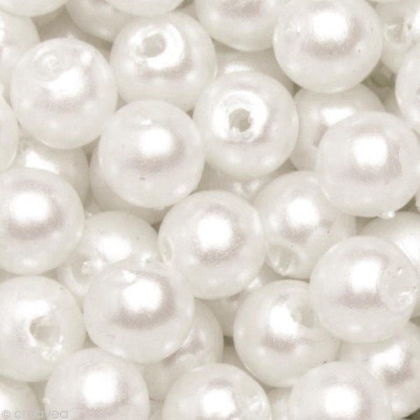 Perles de décoration Blanc 6 mm - env 650 pcs - Photo n°1