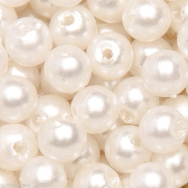 Perles de décoration Blanc perlé 6 mm - env 650 pcs - Photo n°1