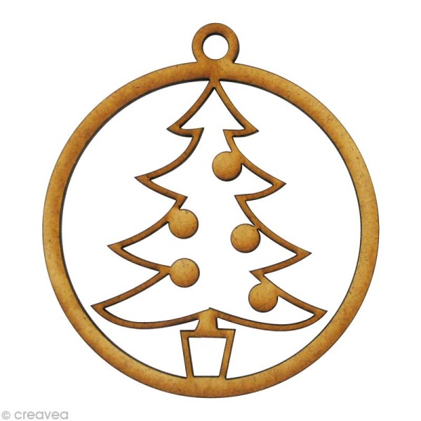 Forme en bois Noël - Boule ajourée sapin boule 8 x 8 cm - Photo n°1