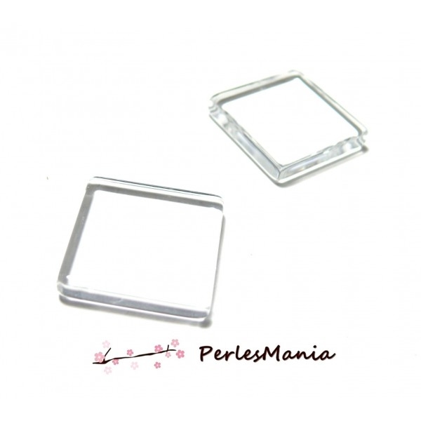 PAX 10 pieces cabochons en verre carré PLAT 25mm S115124 - Photo n°1