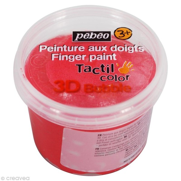 Peinture au doigt bébé Nacré - 3D bubble Rouge 100 ml - Photo n°1