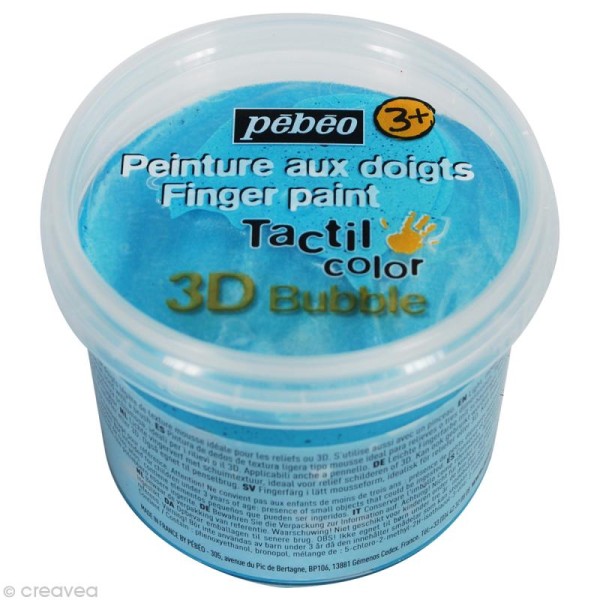Peinture au doigt bébé Nacré - 3D bubble Bleu turquoise 100 ml - Photo n°1
