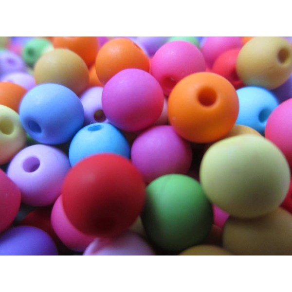 Lot de 200 perles rondes 8 mm,acryliques mixe couleurs - Photo n°2