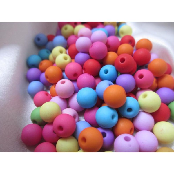 Lot de 200 perles rondes 8 mm,acryliques mixe couleurs - Photo n°3