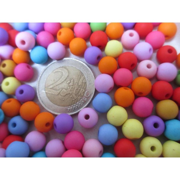 Lot de 200 perles rondes 8 mm,acryliques mixe couleurs - Photo n°4